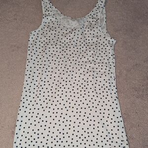 A New Day Fitted Tank Top with Black Polka Dots